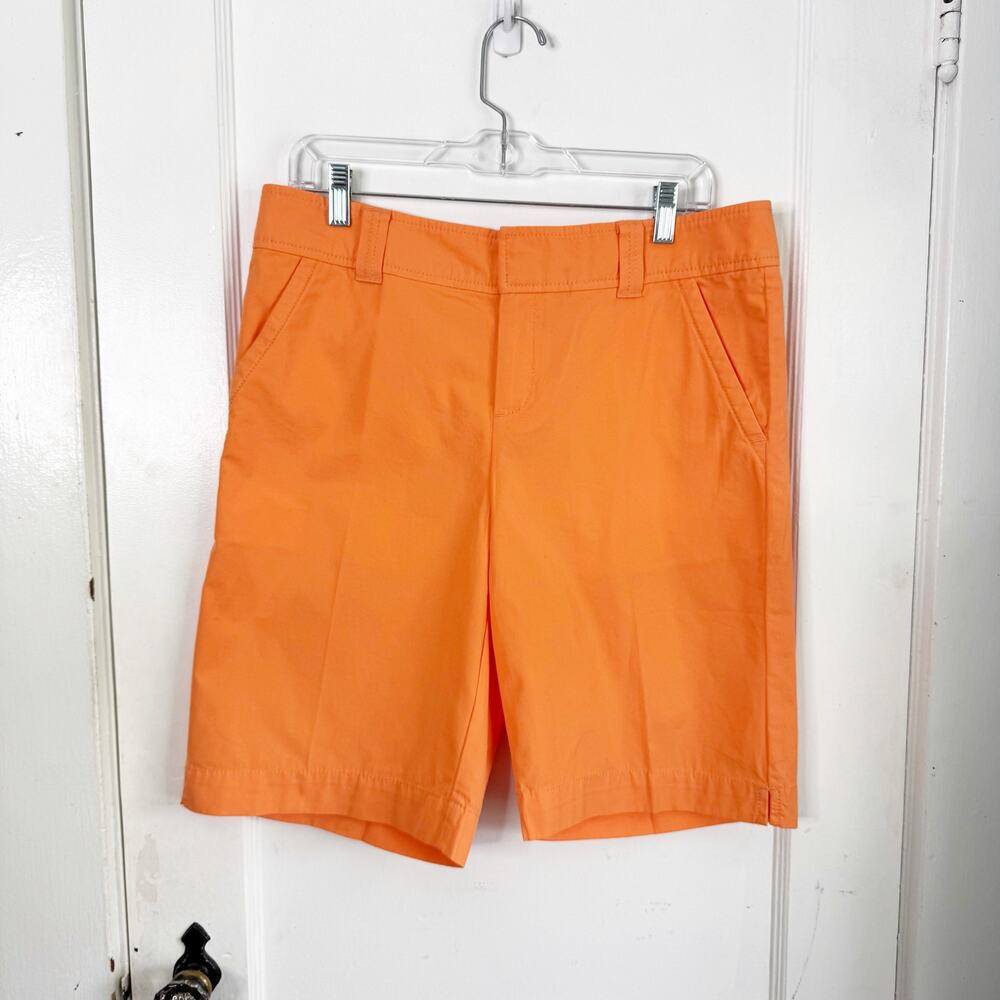 Lilly Pulitzer Residt Fit Orange Bermuda Shorts Flat Front Classic Casual 10